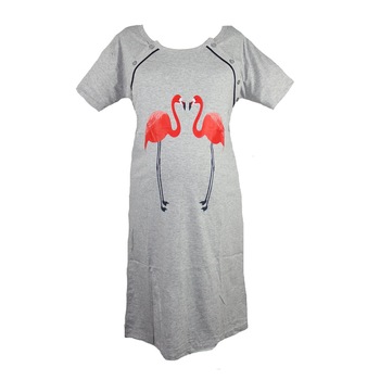 Camasa alaptat, gri, flamingo rosii M Camasa alaptat, gri, flamingo rosii M