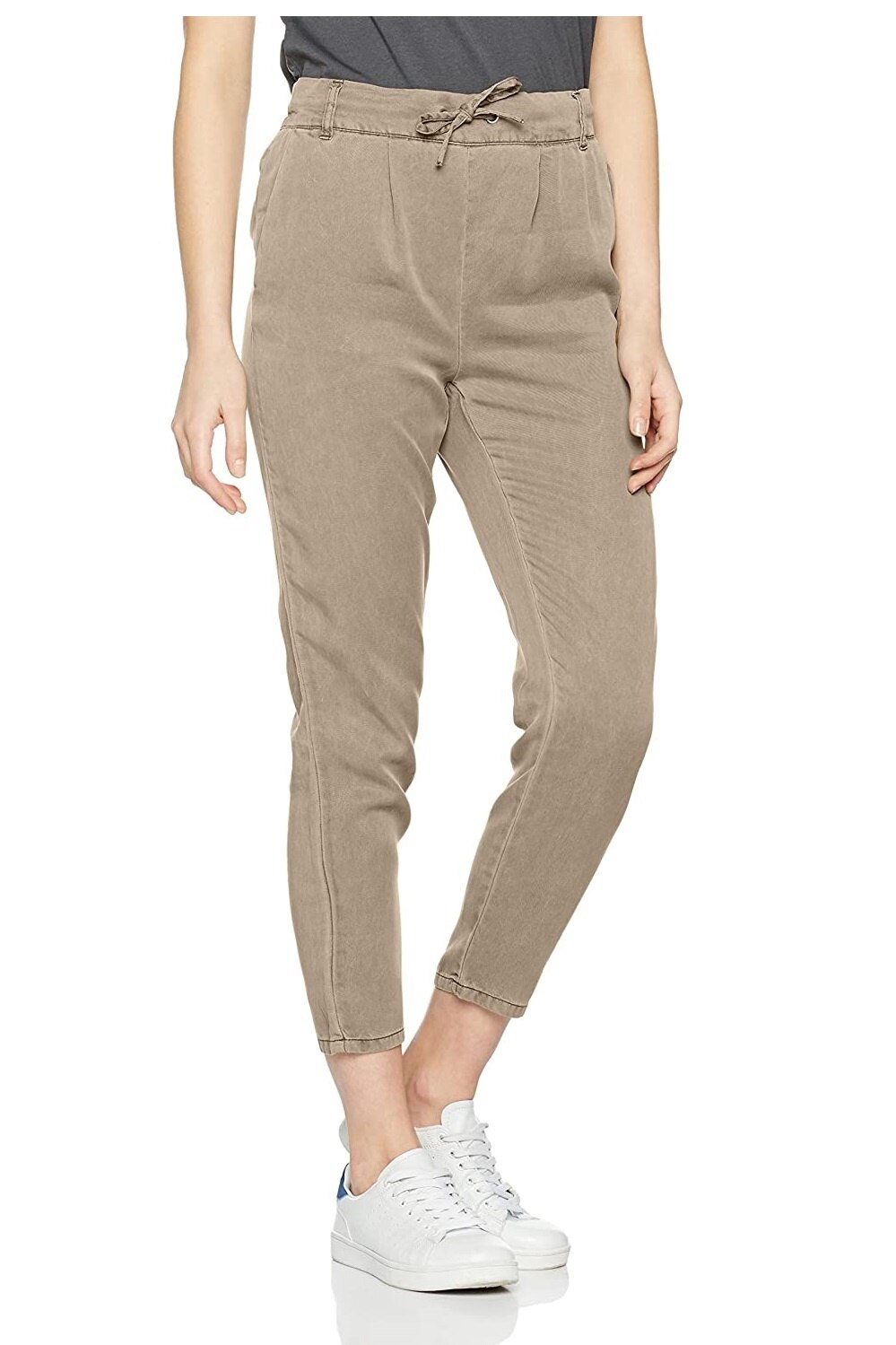Pantaloni, Only, cu snur, Bej
