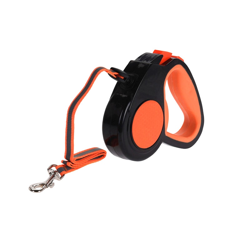 Lesa catei retractabila 5 m culoarea portocaliu neon , pentru maxim 20 kg