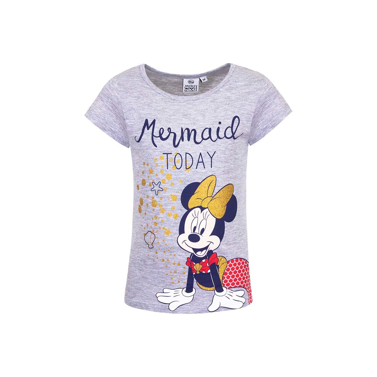 Tricou fetite, Minnie Mouse, cu sclipici auriu, Marin Glitter, gri