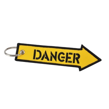 Breloc Auto Moto Textil Galben Danger 12.5cm Breloc Auto Moto Textil Galben Danger 12.5cm