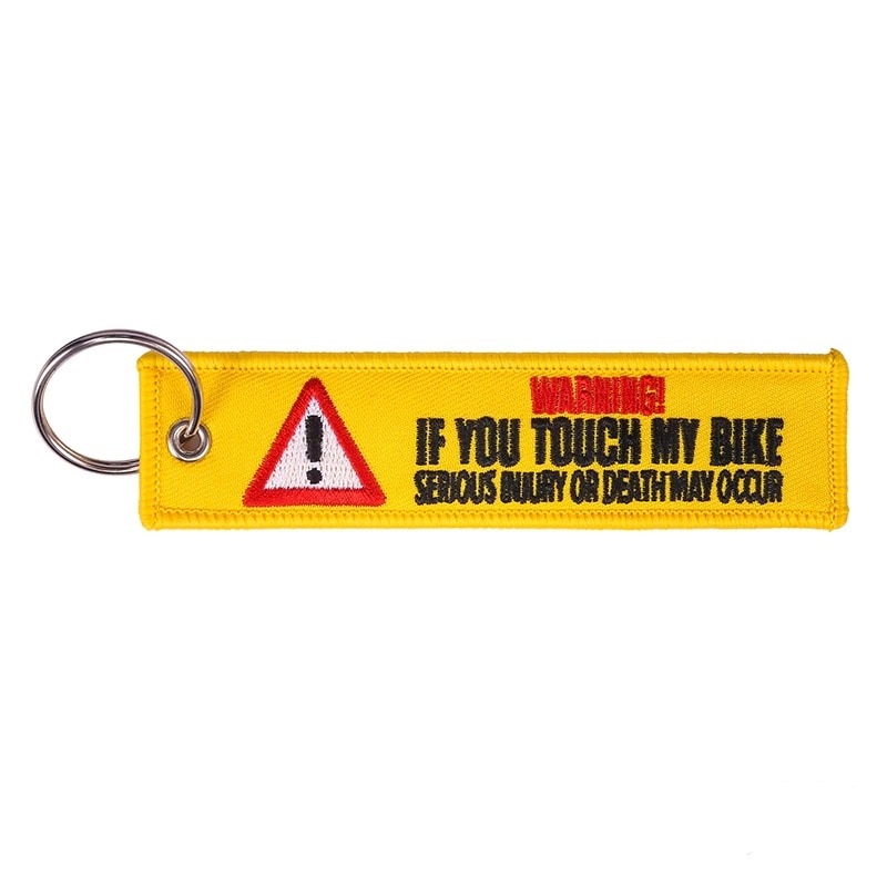 Breloc Auto Moto Textil Galben Warning 13cm