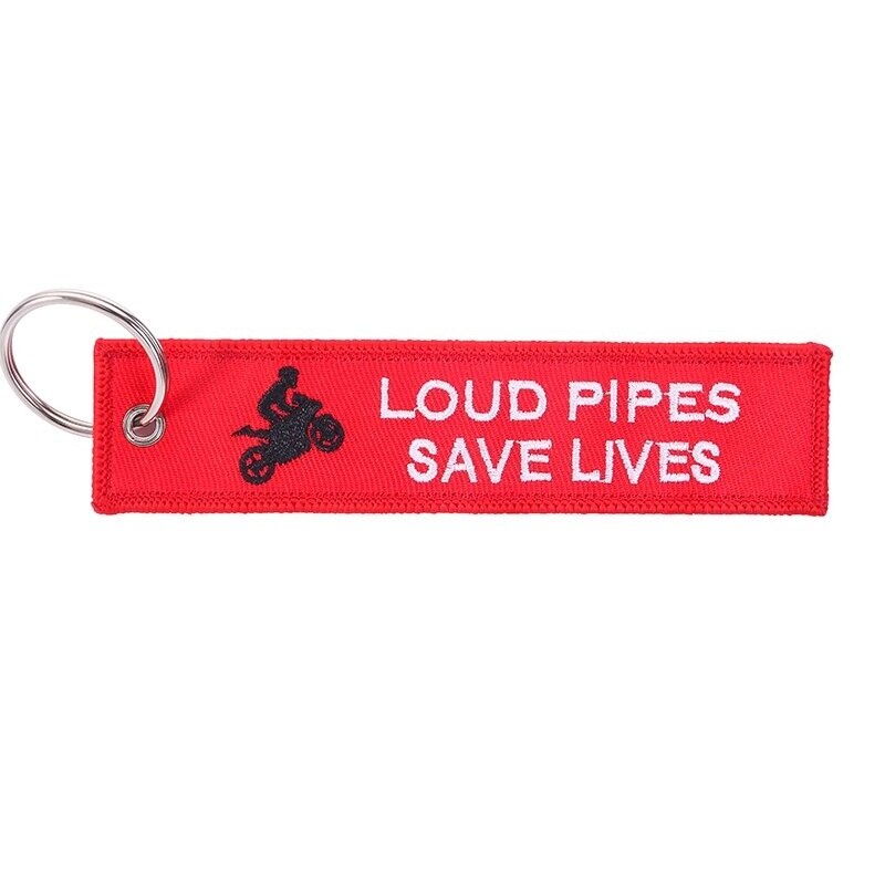 Breloc Auto Moto Textil Rosu Loud Pipes Saves Lives 13cm