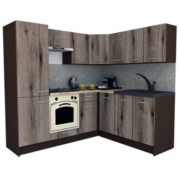 Set Bucatarie de Colt GENA NEW 7 DR. 180-210, Genarom, Cu Corp de Cuptor, Wenge / Decor K366 Set Bucatarie de Colt GENA NEW 7 DR. 180-210, Genarom, Cu Corp de Cuptor, Wenge / Decor K366