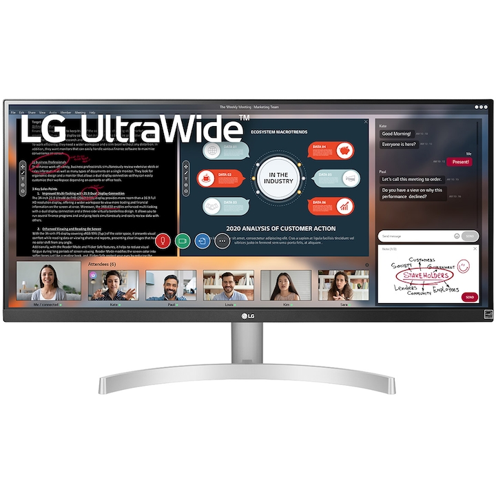 LG UltraWide 29WN600 LED monitor, IPS, 29", WFHD, FreeSync, HDR10, HDMI, DP, Fehér