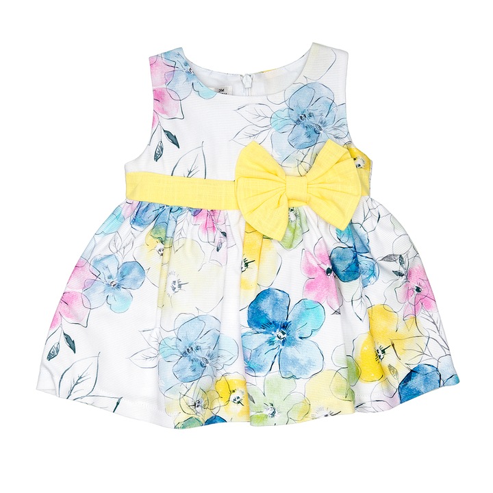 Rochie Babybol fete, bumbac, imprimeu floral, funda galbena, multicolor