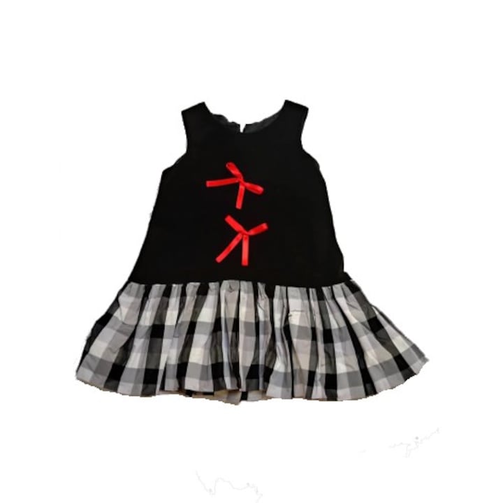 Детска рокля Елза Чех Роял, черно, червено, сиво, 110см.