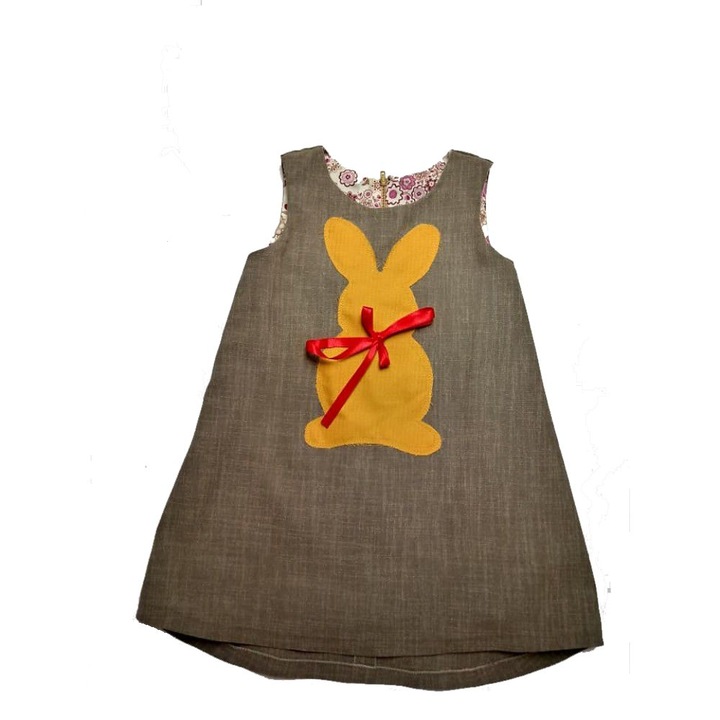 Детска рокля Елза Чех Зайка , сиво, 110см.