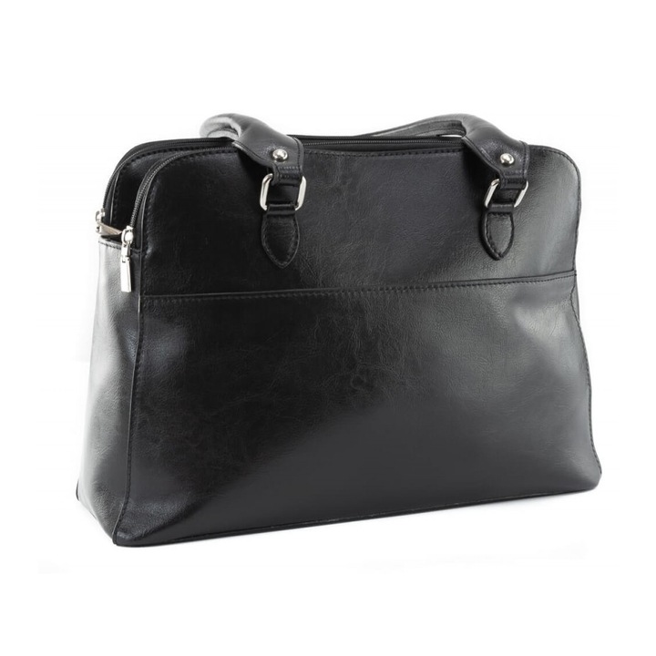 Valódi bőrből készült kézi és váltáska, fekete szinű, 263 modell, TheBagShop