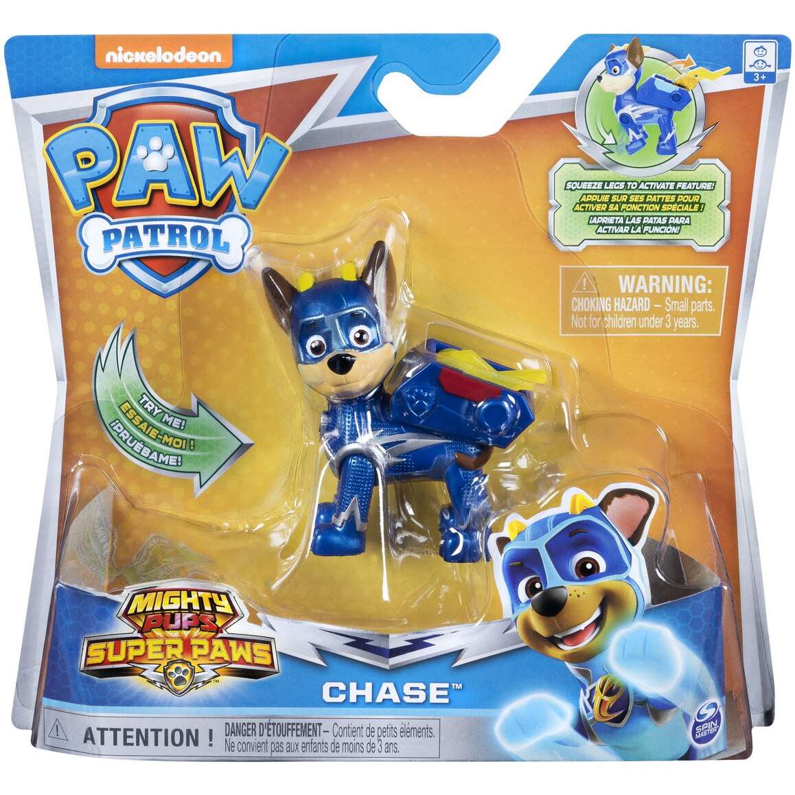 Figurina Paw Patrol - Mighty Pups Super Paws, Chase