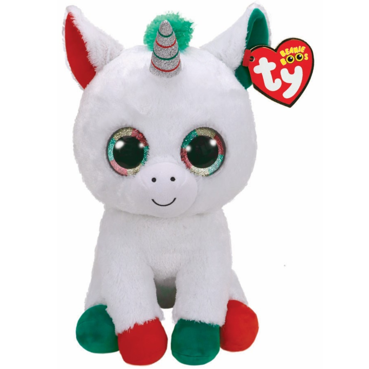 Jucarie de plus TY - Beanie Boos, Unicornul Candy Cane, 42 cm