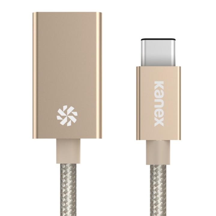 USB адаптер Kanex Premium USB-C to USB-A 3.0 Adapter за MacBook 12 и устройства с USB-C порт, Златист