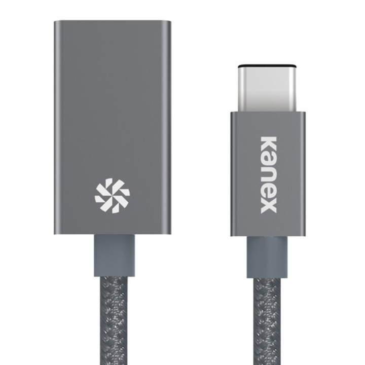 USB-A адаптер Kanex Premium USB-C to USB-A 3.0 Adapter за MacBook 12 и устройства с USB-C порт, Тъмносив