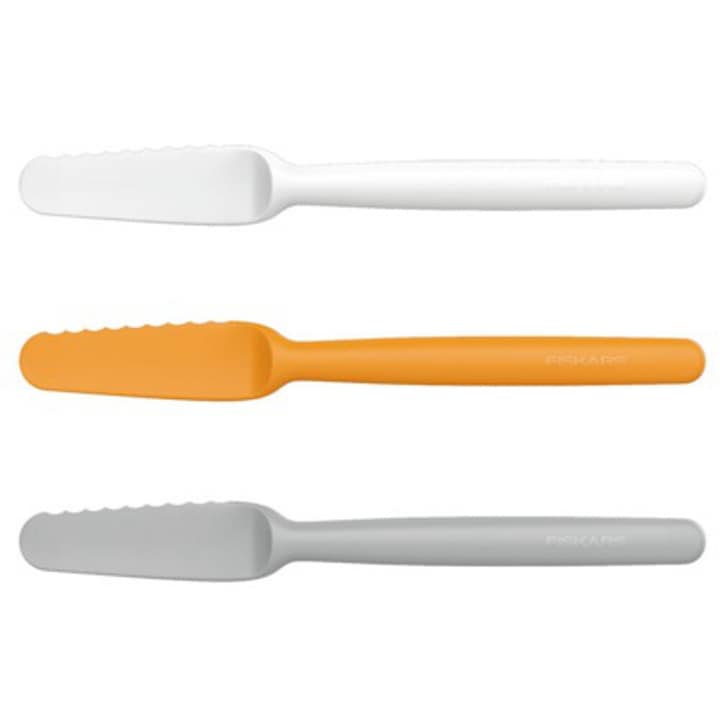Fiskars FF Kenőkés szett 3db műanyag késsel, fehér, sárga, szürke