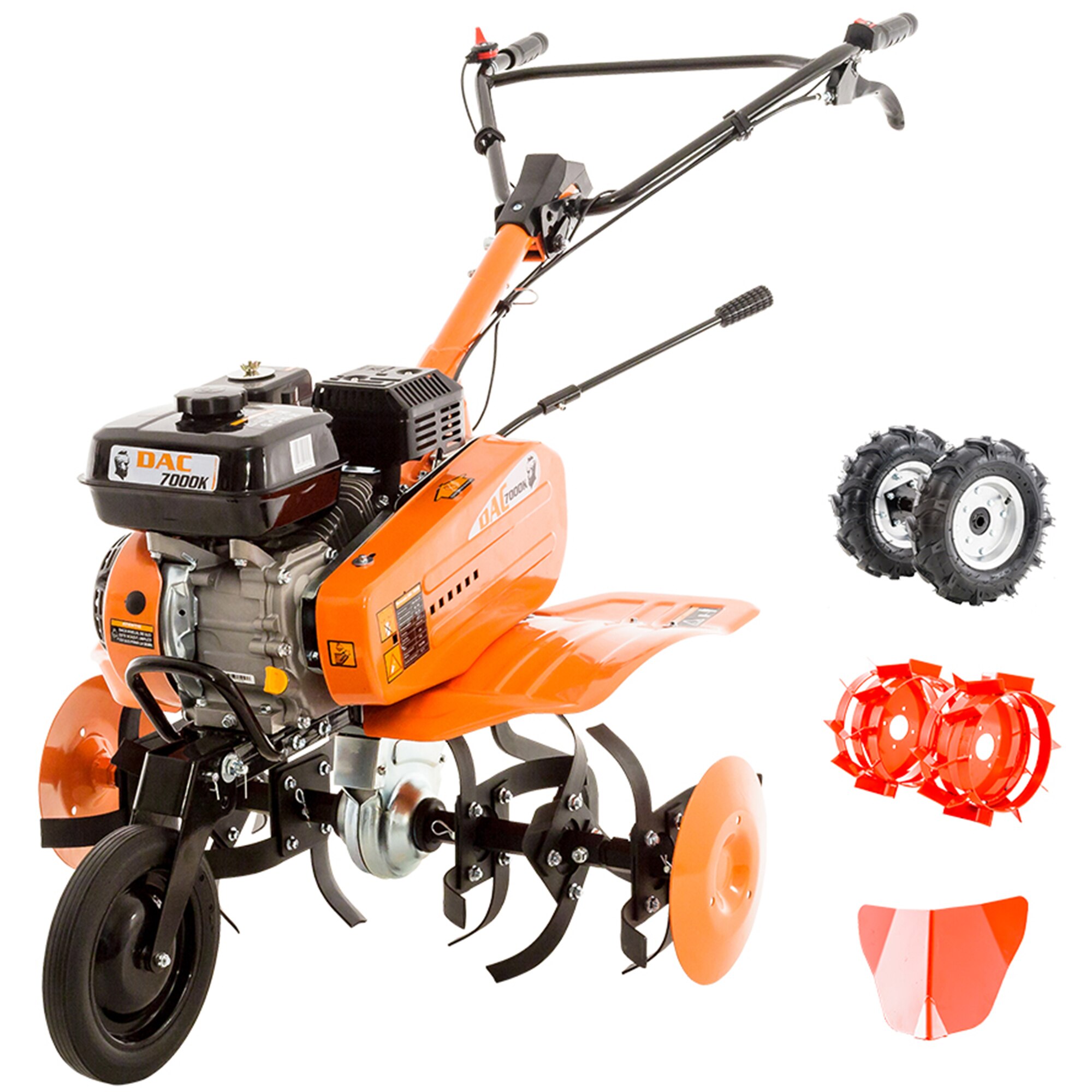 Motosapa Ruris DAC 7000ACC1, 7 CP, 83 cm latime lucru, 3 l, benzina + roti cauciuc + roti metal fara manicot + rarita ajustabila