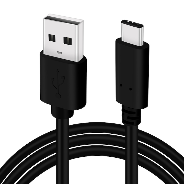 EVTrend® Premium töltőkábel, USB, USB-C, gyors töltés, adatátvitel, android telefonhoz vagy táblagéphez, 1 m, fekete