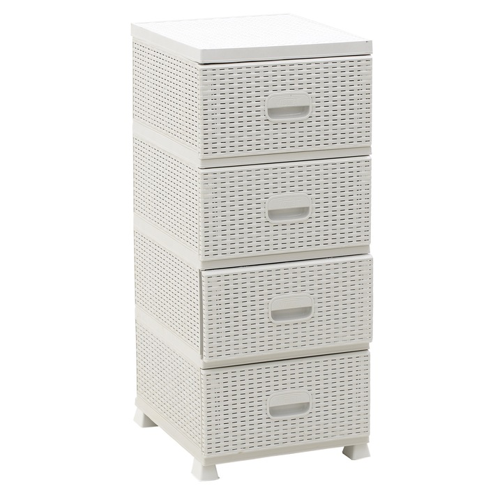Dulap cu sertare Click, Ratan, aLB, 48X38X90 cm