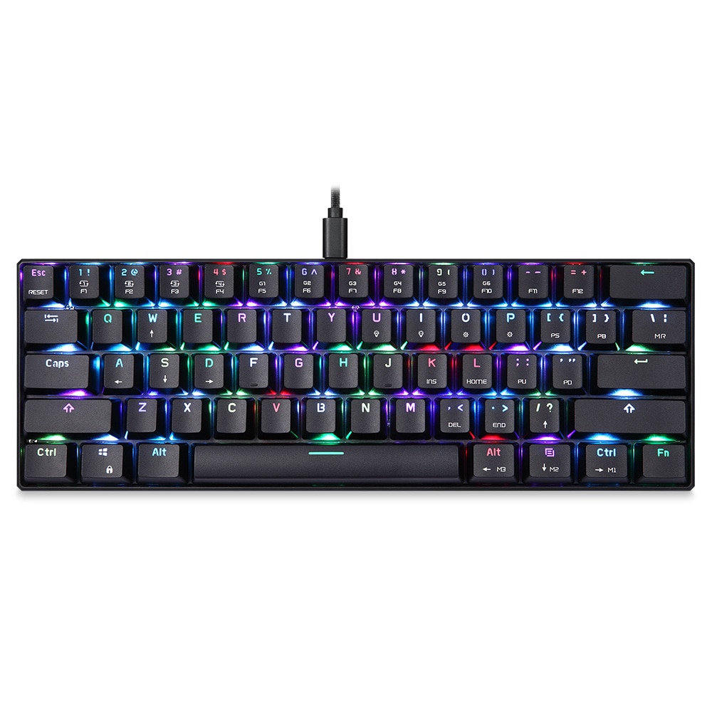 Tastatura gaming mecanica Motospeed CK61, RGB, 61 taste, OUTMU Albastru, Negru