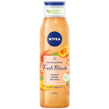 Gel de dus Nivea Fresh Blends cu caise, mango si lapte de orez, 300 ml Gel de dus Nivea Fresh Blends cu caise, mango si lapte de orez, 300 ml