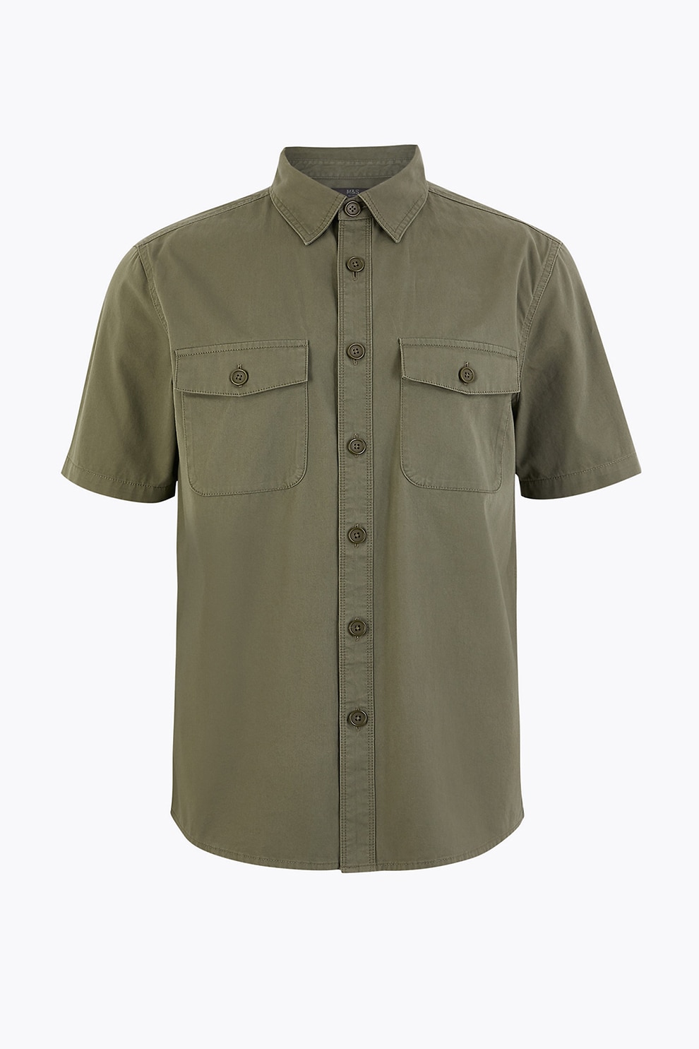 Marks & Spencer, Camasa cu maneci scurte si buzunare pe piept, Verde militar, M