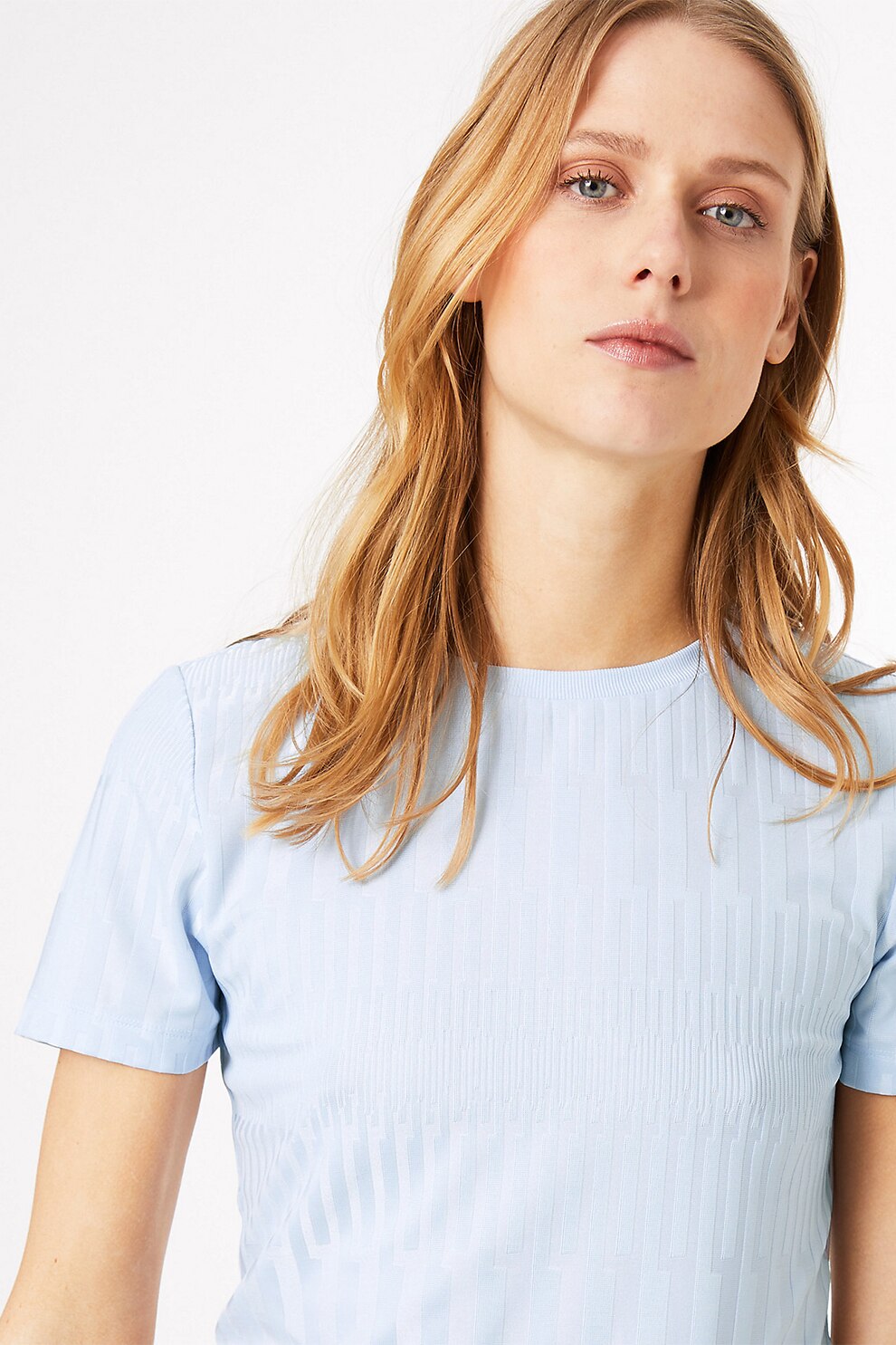 Marks & Spencer, Tricou slim fit cu aspect texturat, Albastru pastel