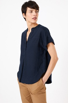 Marks & Spencer, Bluza de in cu guler tip tunica, Bleumarin inchis Marks & Spencer, Bluza de in cu guler tip tunica, Bleumarin inchis