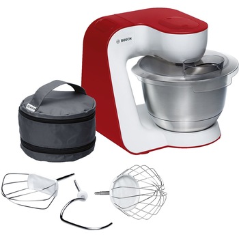 Robot de bucatarie Bosch StartLine MUM54R00, vas 3.9l, 900W, 7 trepte viteza, alb-rosu Robot de bucatarie Bosch StartLine MUM54R00, vas 3.9l, 900W, 7 trepte viteza, alb-rosu