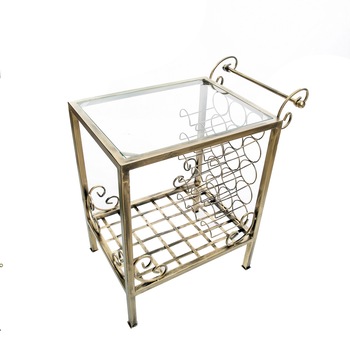 Suport pentru vinuri, Premiamob, 10-0749, cu blat servire, auriu patinat Suport pentru vinuri, Premiamob, 10-0749, cu blat servire, auriu patinat