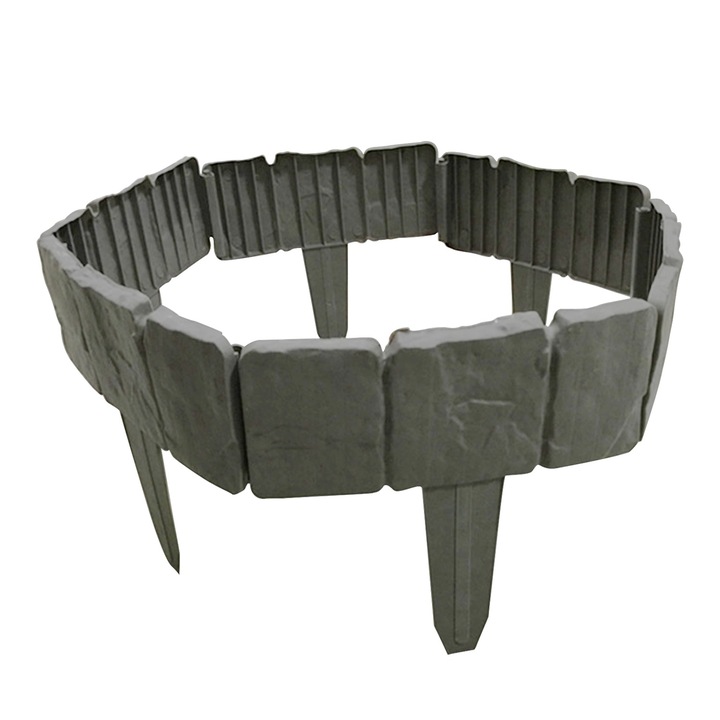 Set 10 bucati de gard pentru gradina Anself, Imita piatra, 25 x 23 cm