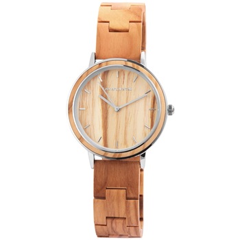 Ceas unisex, Leonardo Verrelli, carcasa inox cu insertie lemn, bratara lemn cu incuietoare pliabila din otel inoxidabil, maro deschis Ceas unisex, Leonardo Verrelli, carcasa inox cu insertie lemn, bratara lemn cu incuietoare pliabila din otel inoxidabil, maro deschis