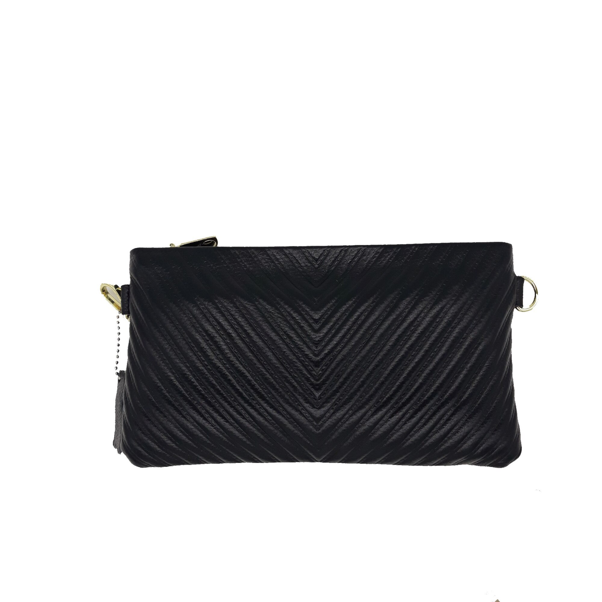 Geanta mica dama, din piele naturala, negru, dimensiune 23x13x3 cm