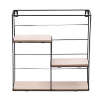 Raft Click, Metal, Lemn, Negru/Natur, 30 x 11 x 30 cm