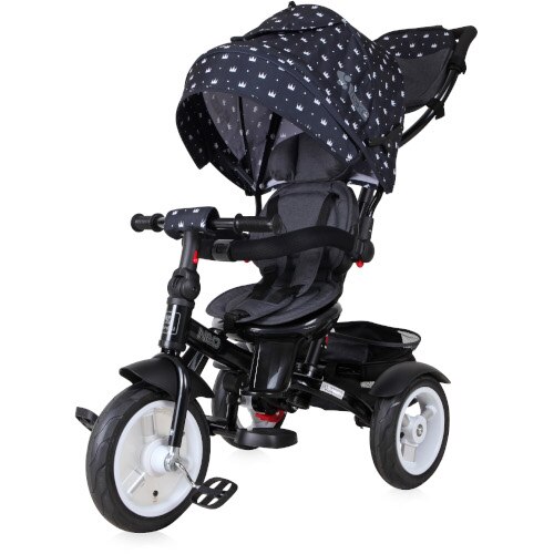 Tricicleta Lorelli Multifunctionala 4 in 1 Neo Air, cu Roti Mari cu Camera, Colectia 2020, Black Crowns