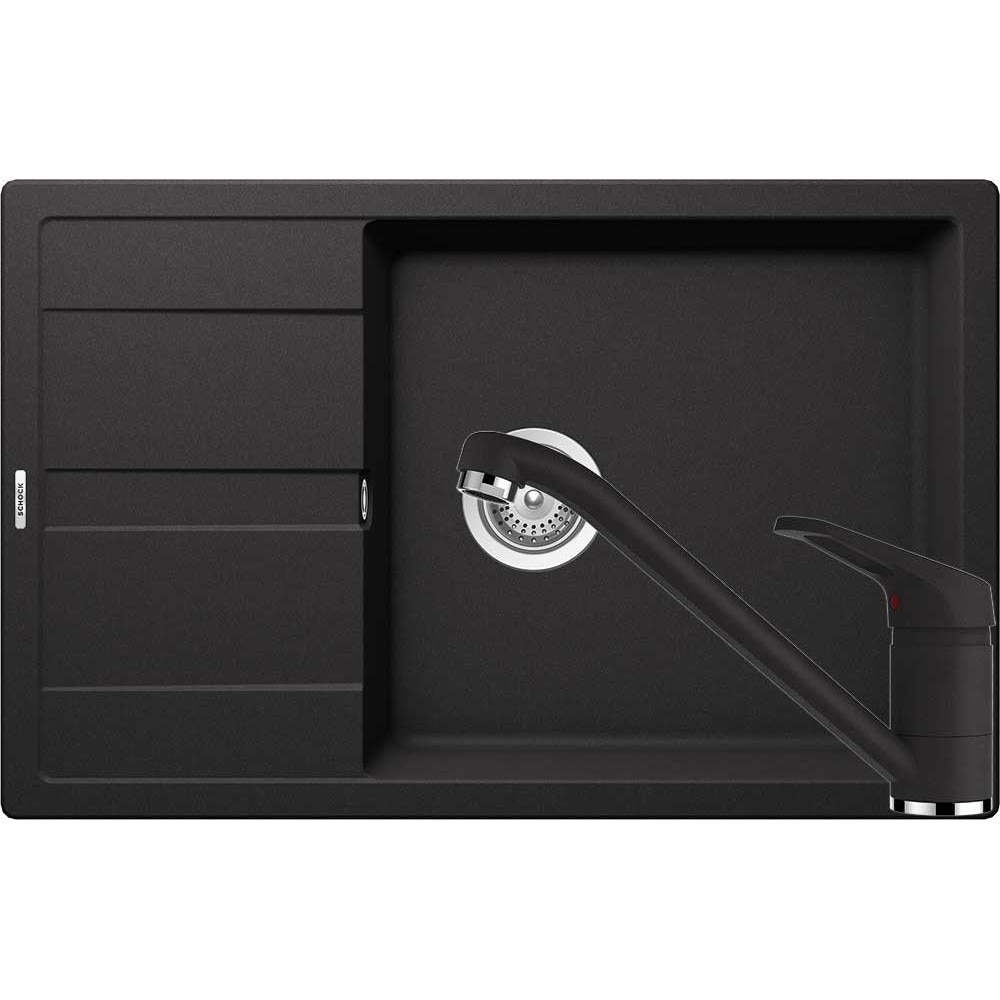 Kit chiuveta Schock Ronda D-100XL 780 x 500 mm si baterie Schock Cosmo Nero Cristalite