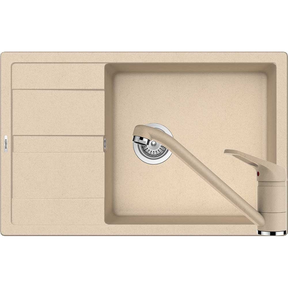 Kit chiuveta Schock Ronda D-100XL 780 x 500 mm si baterie Schock Cosmo Moonstone Cristalite