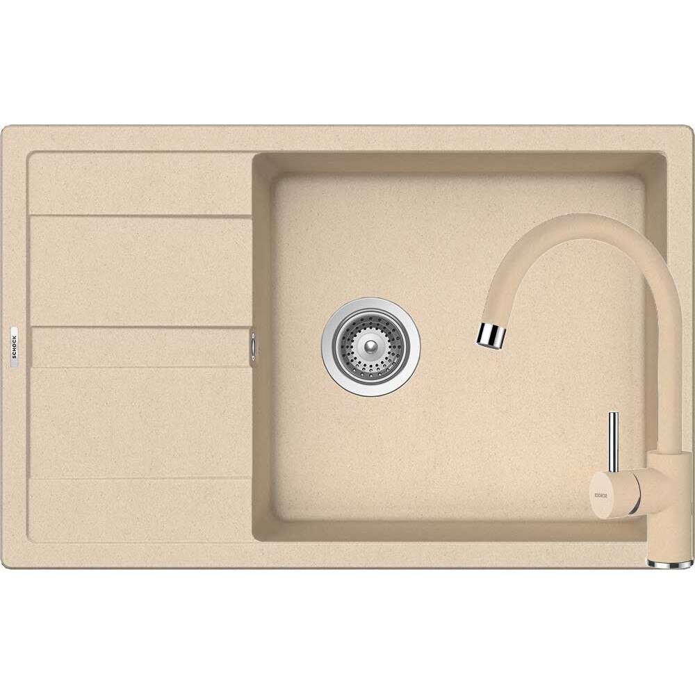 Kit chiuveta Schock Ronda D-100XL 780 x 500 mm si baterie Schock Plutos Moonstone Cristalite