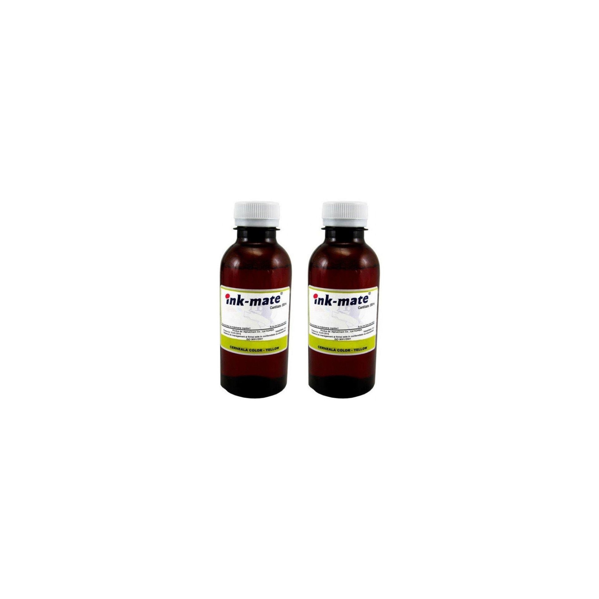 Pachet flacon refill cerneala galben x2 Ink-Mate 200ml compatibil HP 3JA25AE (963)