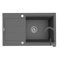 Pachet 2in1 chiuveta granit Pyramis Sparta Lux Plus + Baterie inalta, 780x480mm, adancime 180mm, montare pe blat, cuva reversibila, Gri