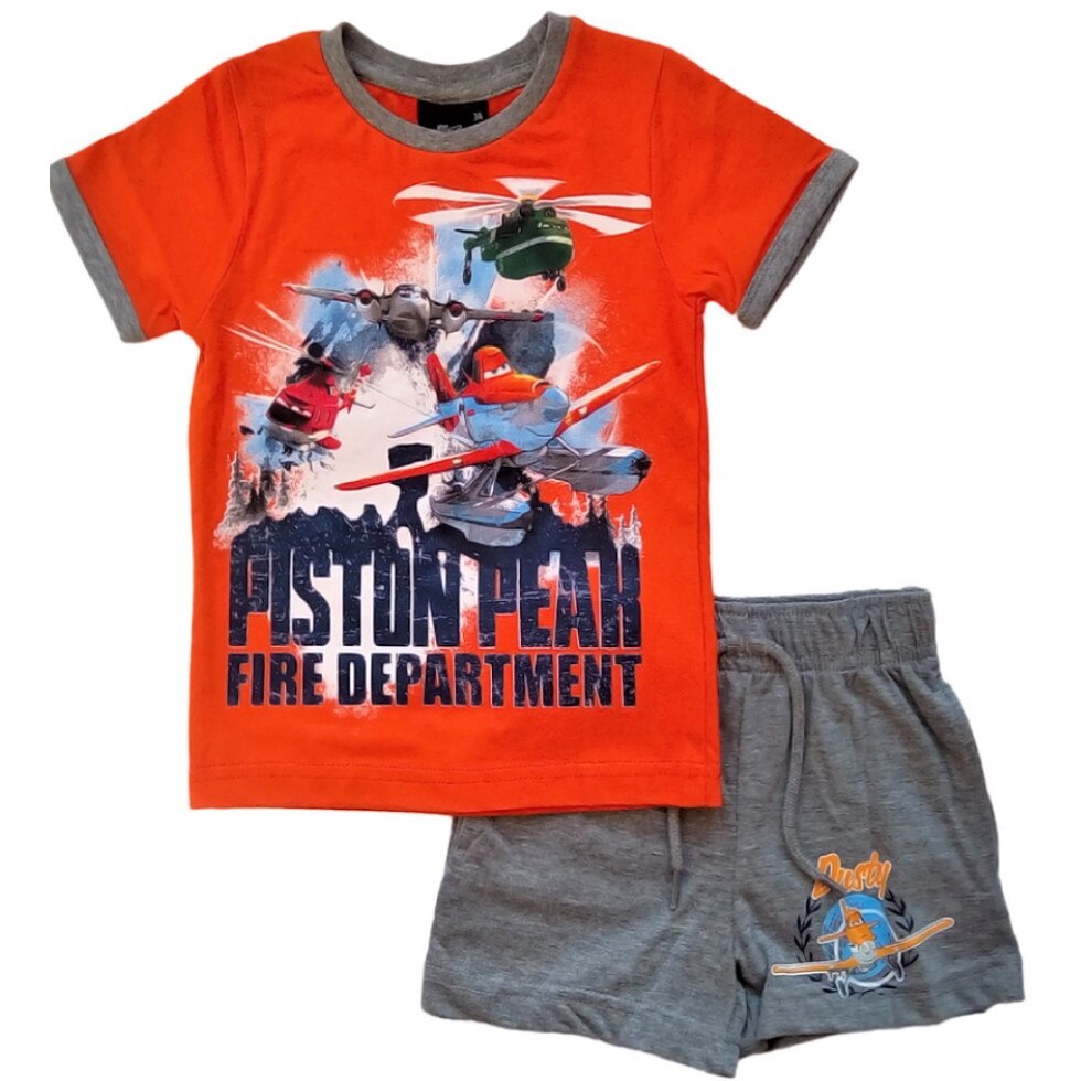 Set tricou cu maneca scurta si pantalon scurti, Disney Planes,, Portocaliu, 128 CM
