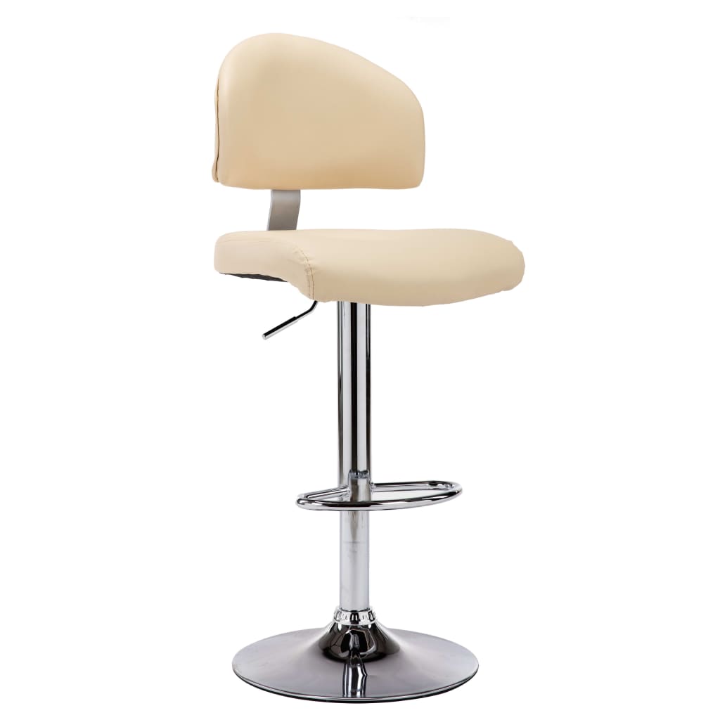 Scaun de bar, vidaXL, Piele ecologica/Otel, 43 x 47 x (98-119) cm, Crem