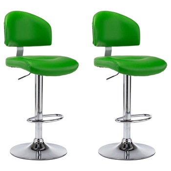 Set 2 scaune de bar, vidaXL, Piele ecologica/Otel, 43 x 47 x (98-119) cm, Verde Set 2 scaune de bar, vidaXL, Piele ecologica/Otel, 43 x 47 x (98-119) cm, Verde