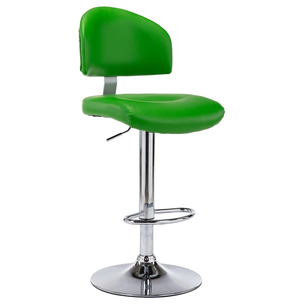 Scaun de bar, vidaXL, Piele ecologica/Otel, 43 x 47 x (98-119) cm, Verde