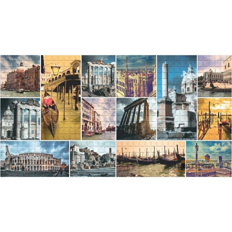 Panouri Decorative Mosaic Roman Holiday, PVC, set 10 bucati, suprafata totala acoperita 4.58 mp