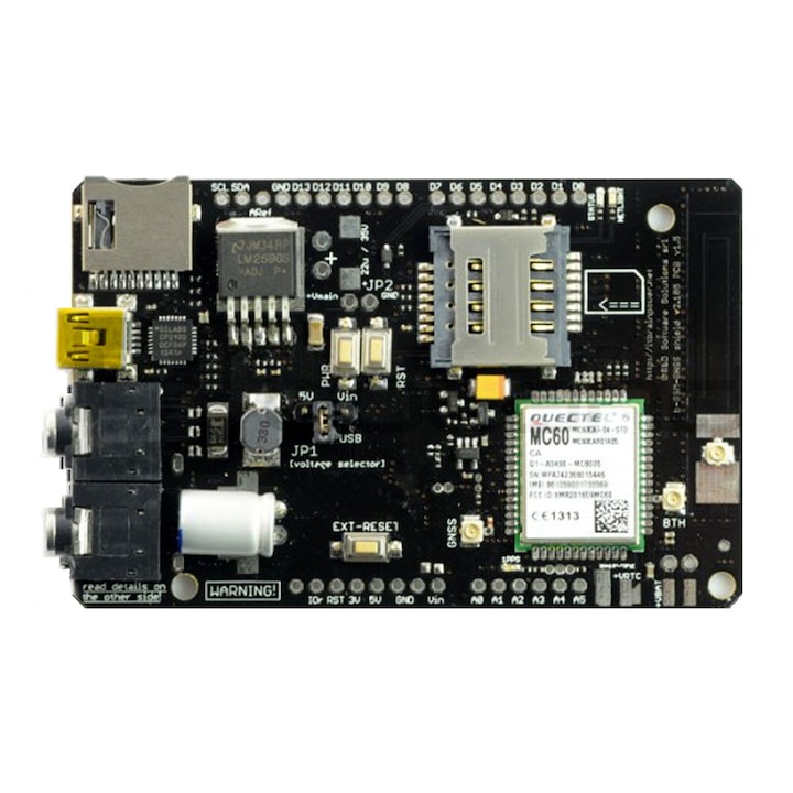 GSM GPRS модем интегрирана антена, двойна SIM карта, GPS, Bluetooth, USB, micro SD - b-gsmgnss - съвместим с Arduino и Raspberry PI