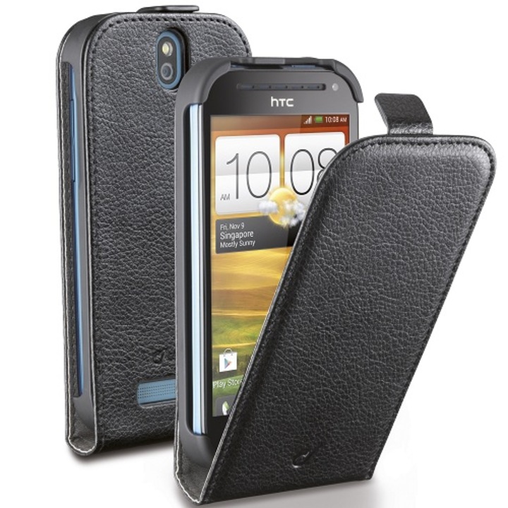 Калъф за телефон Cellular Line Flap Essential, HTC One SV, Черен