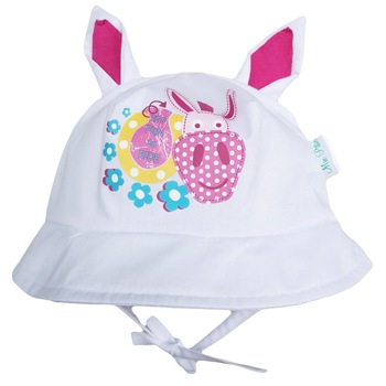 Palarie de vara Mic Pitic cu urechi si imprimeu cu magarus, Alb/ Roz Palarie de vara Mic Pitic cu urechi si imprimeu cu magarus, Alb/ Roz
