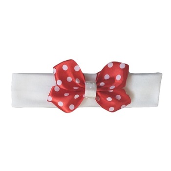 Bentita Mic Pitic BT31NN din tricot cu fundita panglica satin cu buline, ecru cu rosu, Ecru/Rosu Bentita Mic Pitic BT31NN din tricot cu fundita panglica satin cu buline, ecru cu rosu, Ecru/Rosu