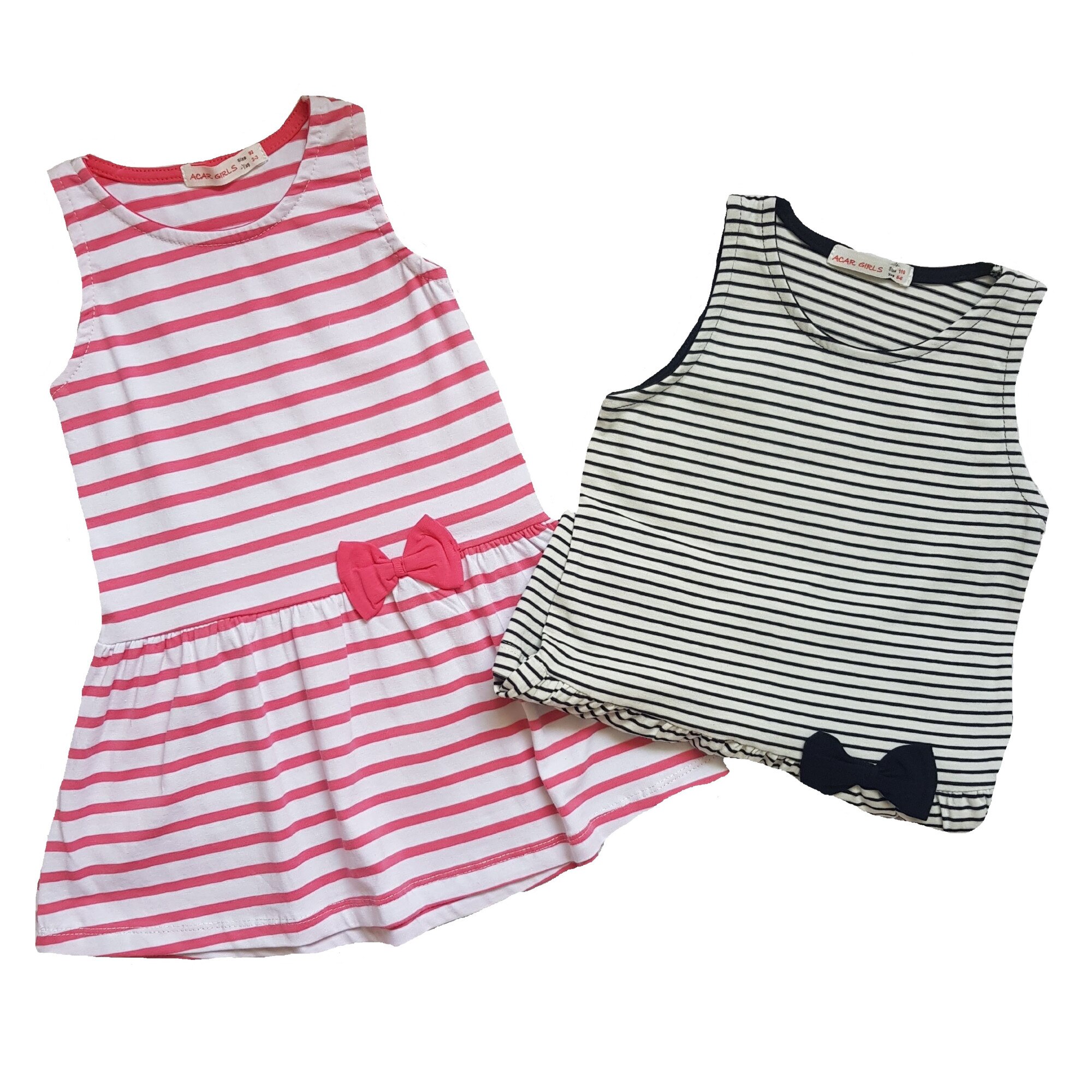 Set de 2 rochite de vara, casual, varsta 5 ani, 110 cm, Roz/ Bleumarin