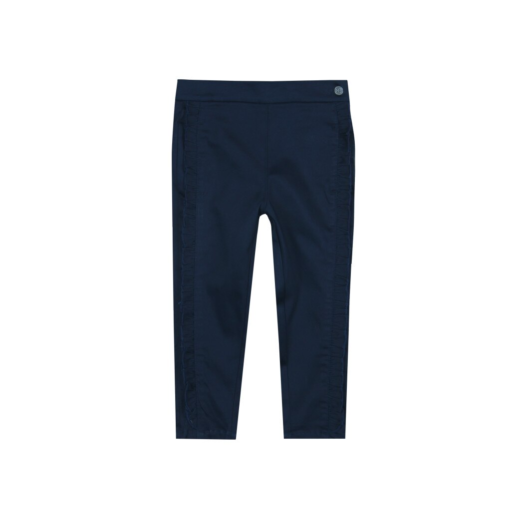 Pantaloni chino cu volanas laterale, Boboli, fete, Bleumarin