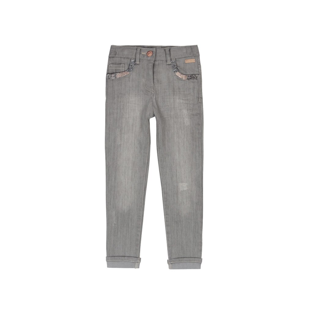 Jeans gri din bumbac slim fit, Boboli, fete, Gri